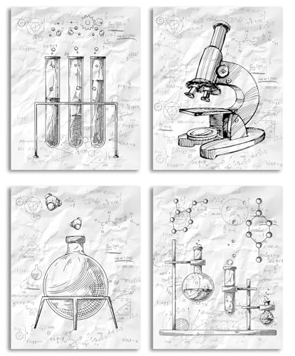 Science Classroom Wall Art Vintage Chemistry Lab Sketch Prints 8x10 Inch - color: 8x10inch (Unframed)p