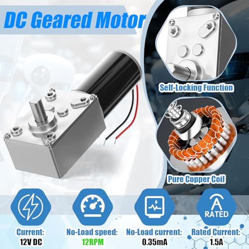 Copkim 6 Pack 12V DC Worm Gear Motor 8mm Coupling Bracket, 12V 12rpm - style: 12V 12rpm