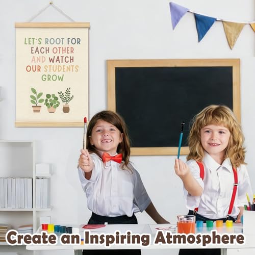 Classroom Decor, Inspirational Let's Root For Each Other Canvas Wall Hanging,Motivational Wall Hanging Flag for Homeschool Kids Boys Girls Room Bedroom Playroom Decor 12x16 Inch Grow - color: grow