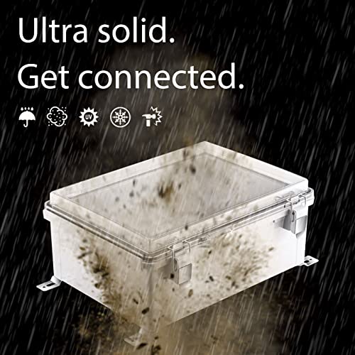 Gratury Junction Box, IP67 Waterproof Plastic Enclosure for Electrical Project, Hinged Transparent Cover, Includes Mounting Plate and Wall Bracket - color: Transparent, size: 14.6"×10.6"×5.9"