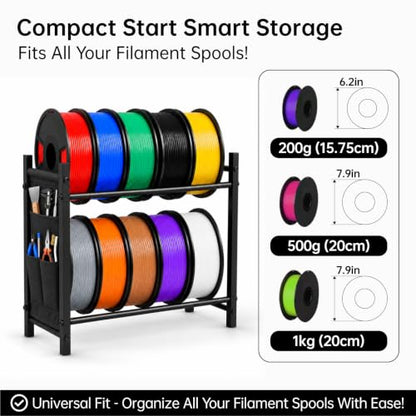 3D Printer Filament Storage Rack, Heavy Duty Metal Desk/Stand Organizer - size: Size 4