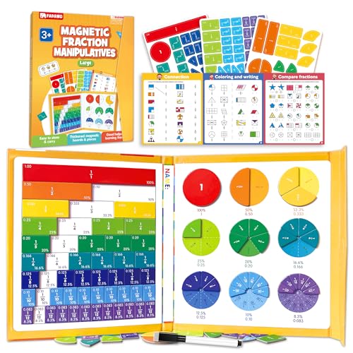 Large Magnetic Fraction Playbook Maths Manipulatives for Kids - color: Orange (10.16 X 8.27 In)