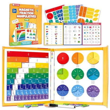 Large Magnetic Fraction Playbook Maths Manipulatives for Kids - color: Orange (10.16 X 8.27 In)