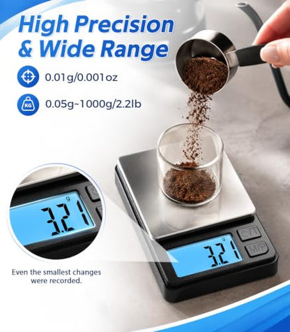 BOMATA Digital Pocket Scale, 0.01g×1000g, Mini Gram Scale, Black