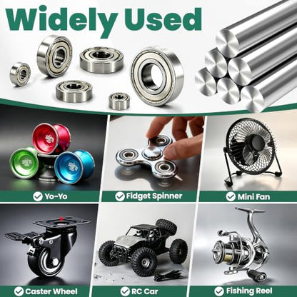 68 PCS Ball Bearings Kit, 6 Sizes Steel Small Roller Bearings