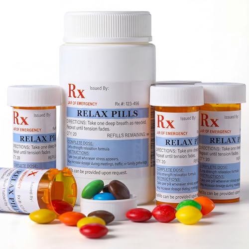 Kigeli 60 Pcs Relax Pill Labels Stickers Funny Gag Gift for Office Coworker Novelty Gift Nurse Party Favors Medication Pill Bottle Labels Stickers Nursing Pharmacist Party Supplies for School College - style: Relax Pill