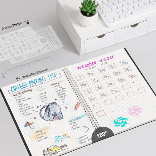 AHGXG Dotted Journal, Grid Spiral Notebook, 110 Pages, A4 (8.5" x 11") - color: Black, style: A4-Dotted