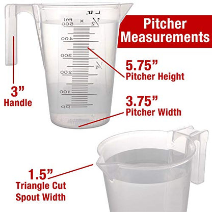 TCP Global 1/2 Liter (500ml) Plastic Graduated Measuring and Mixing Pitcher - size: 500ml