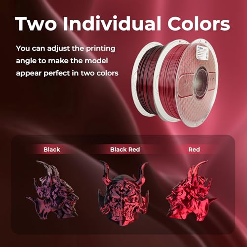 AMOLEN Silk PLA 3D Printer Filament, Silk Dual Color Red Black PLA Filament 1.75mm, Shiny Coextrusion PLA Filament, Color Change 3D Printing Filament 1KG/2.2lb - color: Black/Red