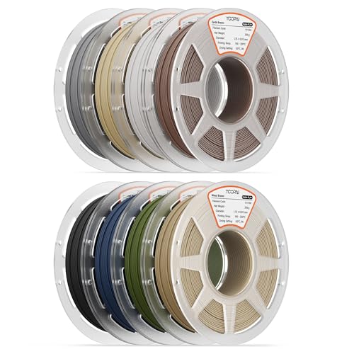 250g Matte PLA+ Filament 1.75mm Bundle, 3D Printer Filament Multicolor - color: Bone White+earth Brown+desert Tan+wood Brown+nardo Gray+charcoal Black+navy Blue+dark Green