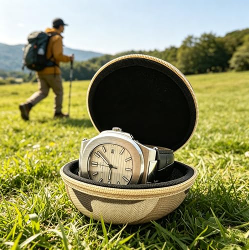 Travel Watch Case, Portable Single Watch Case Roll Storage Box for Men's Wristwatches & Smart Watches up to 50mm with 7.08'' X 7.08'' Cleaning Cloth, Camouflage - color: Camouflage