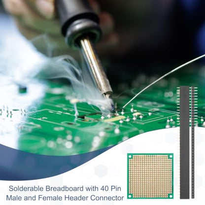 5Pcs 6x6cm PCB Prototype Board w 40-Pin Headers, Green - size: 6x6cm(2.54mm Pitch/1.5mm T)