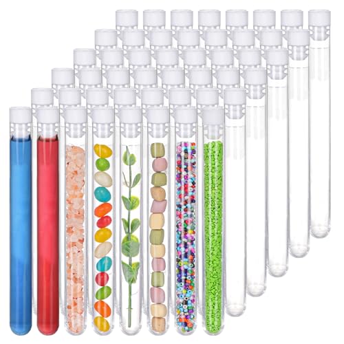 48 Pack Plastic Test Tubes with Caps 25ml 16x150mm Clear