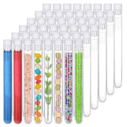 48 Pack Plastic Test Tubes with Caps 25ml 16x150mm Clear