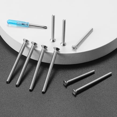 126Pcs Long Electrical Outlet Screws, #6-32#8-32 Wall Plate Switch Screws, Flat Head Phillips Machine Screws for Outlets, Light Switches & Deep Junction Boxes, 304 Stainless, with Tool - color: Silver, size: #6#8 126Pcs
