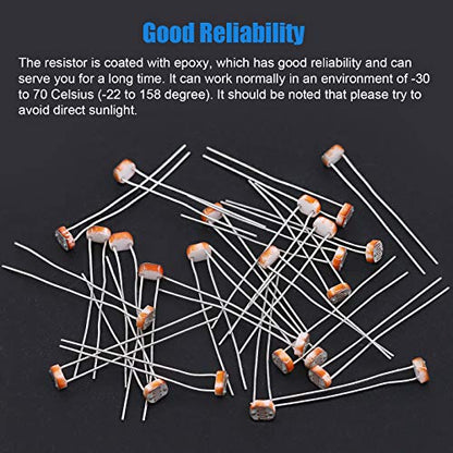 Glarks 210Pcs 7 Values 5mm GM5506 GM5516 GM5528 GM5537 GM5537-2 GM5539 GM5549 Photoresistor Photo Light Sensitive Resistor Light Dependent Resistor Assortment Kit