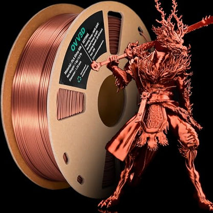 OVV3D Silk PLA Filament 1.75mm 3D Printer Filaments, Upgrade Silk Coffee Gold Filament for Most FDM 3D Printer, Metal 3D Printing Filament, 3D Filament 1.75 +/- 0.02mm, 2.2lbs / 1kg - color: Silk Metal Copper