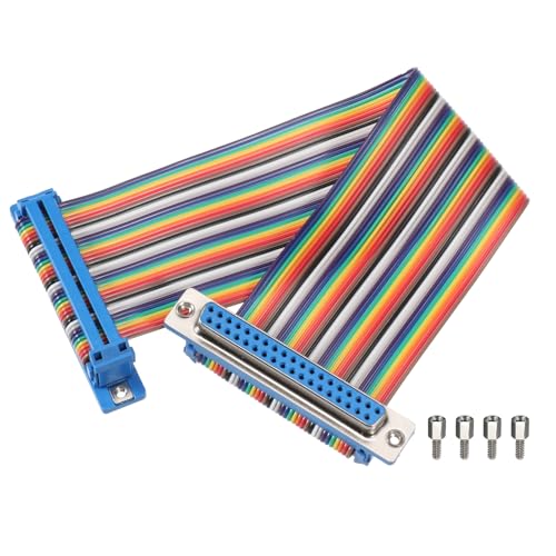 MECCANIXITY IDC Rainbow Wire Flat Ribbon Cable DB37 Female to DB37 Female 8 Inch Length 2.54mm Pitch Breadboard Jumper Wires for Electronic Projects - size: 8 Inch, style: DB37 Female to DB37 Female