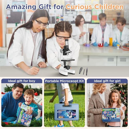 100X-1200X Kids Microscope Kit for Children: Compound Microscope for Kid