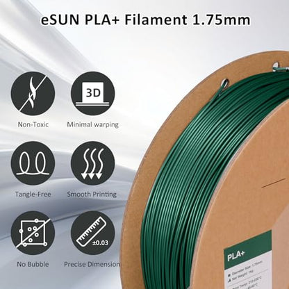 eSUN PLA+ Filament 1.75mm 1KG Pine Green,3D Printer Filament - color: 1kg-pine Green