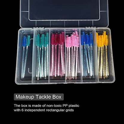 Vidifor 2 Pack 6 Grids Tackle Box Organizer Mascara Brushes Container Fishing Tackle Tray Box Plastic Storage Organizer Container for Crafts, Beads Earrings, Screws, Nail, Pins - size: Small 6 grids 2pcs no dividers