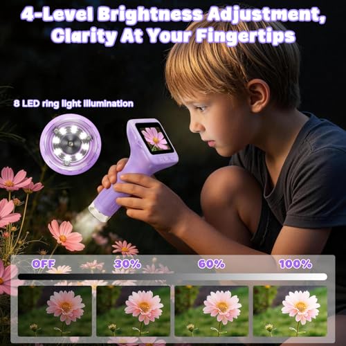 SEEKID Kids Microscope, 1000X Handheld Digital Microscope, 3" IPS (Purple) - color: Purple