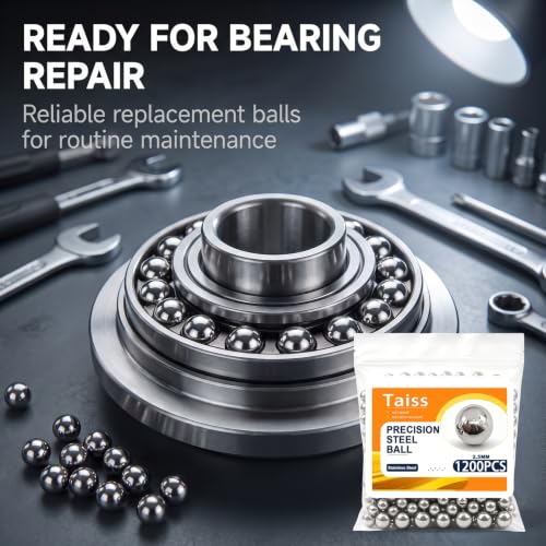 Taiss 1200PCS 2.5mm 304 Stainless Steel Precision Balls,Precision Steel Ball Assortment Kit,Metal Balls - size: 2.5mm