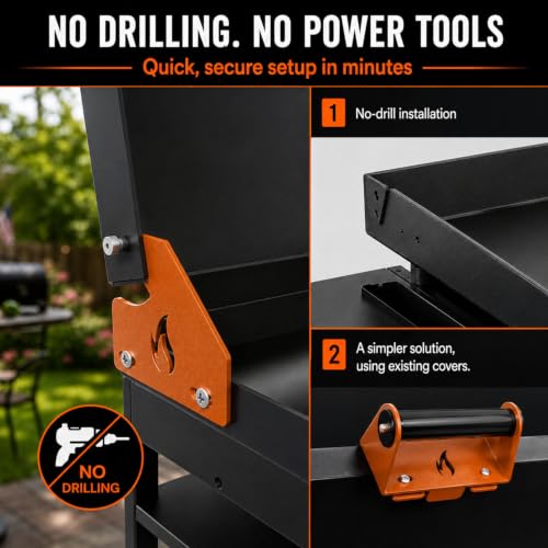 Handle & Hinge Kit for Blackstone Griddle 28" 36" 44" Lid Hinges and Handle - color: Orange