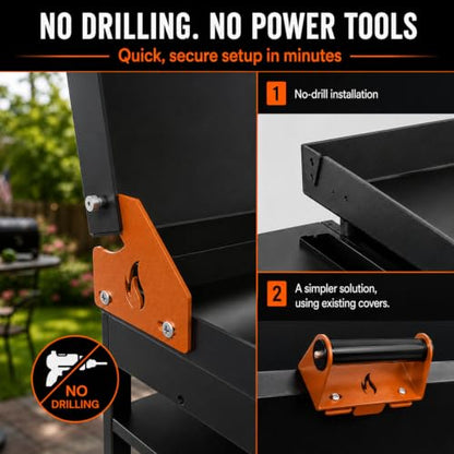 Handle & Hinge Kit for Blackstone Griddle 28" 36" 44" Lid Hinges and Handle - color: Orange