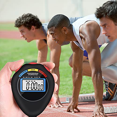 Pgzsy 6 Pack Multi-Function Electronic Digital Sport Stopwatch Timer, Large Display with Date Time and Alarm Function,Suitable for Sports Coaches Fitness Coaches and Referees