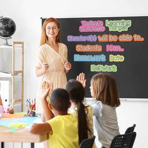 AmazingSpark 12 Pcs Classroom Schedule Magnets Learning Target Magnets Set - style: Vivid