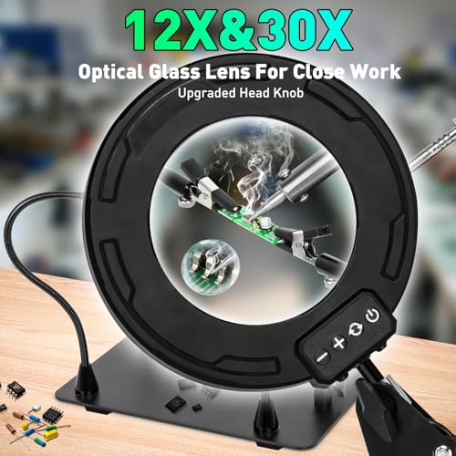Helping Hands Soldering Station, 30X 12X Magnifying Glass with Light