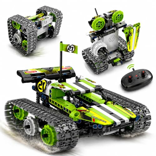 Remote Control Cars Robot Building Kit Educational Toys for Age 8-13 Fun STEM Toys for Kids 3-in-1 RC Car Kit to Build Cool Building Blocks Set Birthday Gift for 8 9 10+ Year Old Boys - color: Green