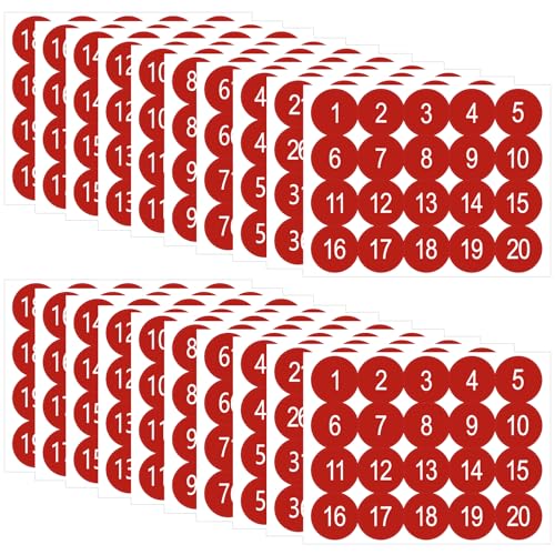 20 Sheets 1.5 Inch Number Stickers 1-200 Number Stickers 2 Sets Red Self-Adhesive Consecutive Sticker Numbers Vinyl Numbered Labels Inventory Sticker Decal for Indoor Outdoor, Storage, Organizing - color: Red,1.5",2sets(1-200)