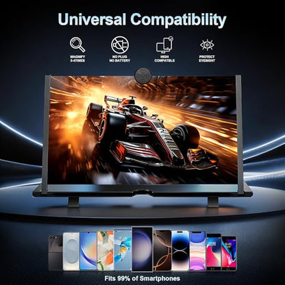 for 16" Mobile Phone Screen Magnifier 3D HD Projector Screen for Movies, Videos, Foldable Stand with Screen Amplifier, Supports All Smartphones,16 inches - size: 16 Inch