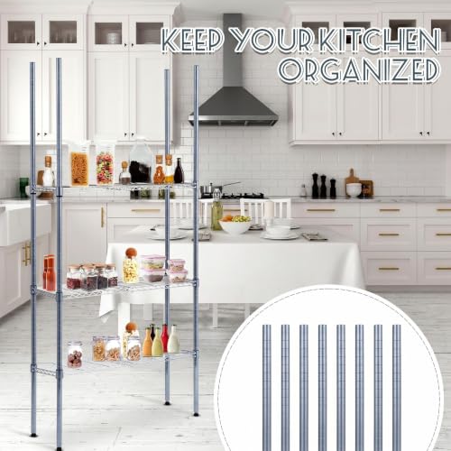 Thyle 4 Pack 74-Inch Wire Shelving Posts with 50 Clip, Chrome Steel, Gray - color: Grey, size: 74"