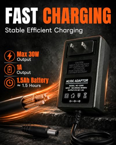 COMOWARE 20V Fast Charger, 30W Official Charger Adapter for COMOWARE 20V Cordless Drill Battery, Rapid Charging Tool Accessories - color: black