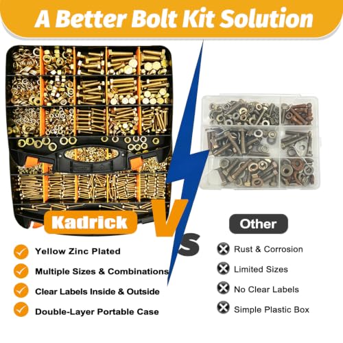 1840Pcs Grade 8.8 Metric Bolt Assortment Kit, M4 M5 M6 M8 M10 Bolts Nuts - size: 1840Pcs M4-M10 Grade8.8 Hex Bolts