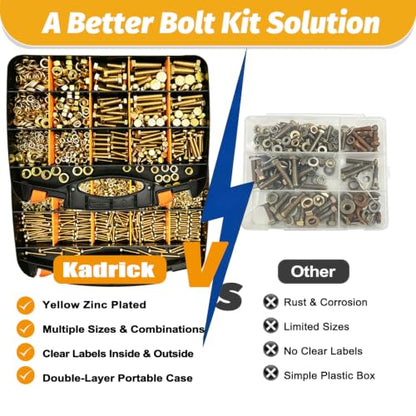 1840Pcs Grade 8.8 Metric Bolt Assortment Kit, M4 M5 M6 M8 M10 Bolts Nuts - size: 1840Pcs M4-M10 Grade8.8 Hex Bolts