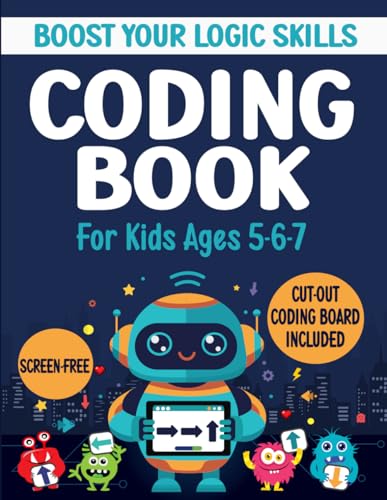 Coding Book for Kids ages 5-6-7: STEM Coding Activity Book for 5-7 year old Boys and Girls