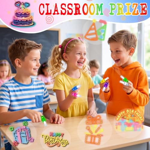 24Pcs Neon Happy Birthday Party Favors LED Finger Lights for Kids Ages 3-12 - style: Birthday neon