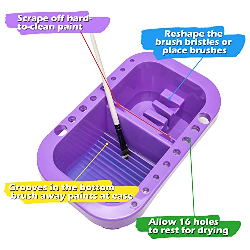 MyLifeUNIT Paint Brush Cleaner, Paint Brush Holder with Palette, Purple - color: Purple