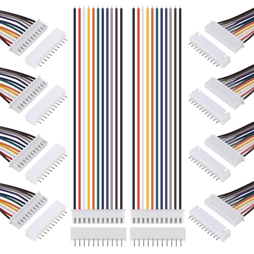 ACEIRMC 10Pairs JST-XH Connector Kit, XH 2.54mm 11 Pin Header Male and Female Connectors Plug Adapter with Flat Wire Cable 200mm 26AWG Compatible with JST XH (11P) - color: 11P