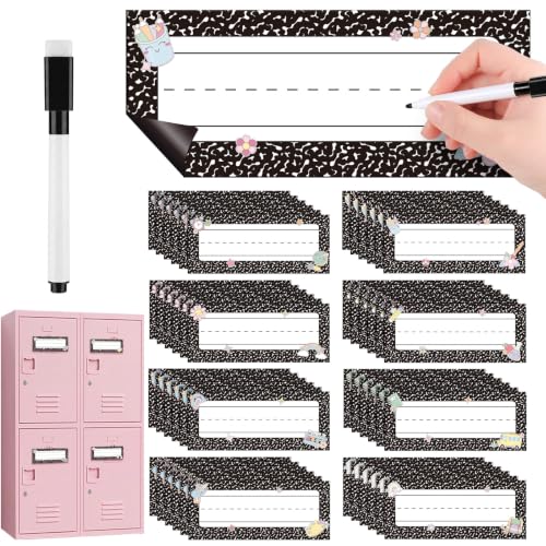 Gueevin 48 Pcs Magnetic Name Tags for Classroom, Composition Notebook Style