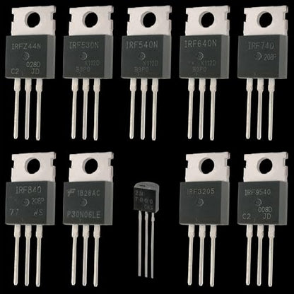 EEEEE 10 Values 70 Pcs Logic Level PMOS NMOS Kit MOSFET Transistor Assortment Kit N Channel P Channel MOSFET Driver IRFZ44N IRF530N IRF540N IRF640N IRF740 IRF840 RFP30N06LE 2N7000 IRF3205 IRF9540