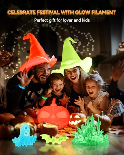 TECBEARS Glow in The Dark PLA Filament, Neatly Wound Luminous PLA 3D Printer Filament Bundle, 250g/Spool, 2 Spool of PLA Black/White and 6 Spools of Glowing PLA Blue/Green/Red/Yellow - color: Black, White, Glow (Blue, Green, Red, Yellow, White to Blue, Wh