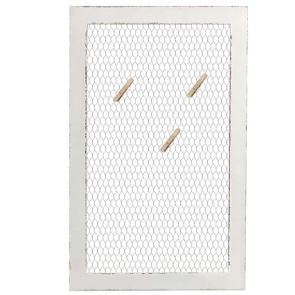 SOFE Chicken Wire White Framed Bulletin Boards, 18×29" Wood Grid Shelf - color: White