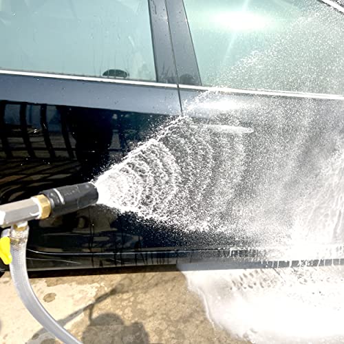FIXFANS Adjustable Pressure Washer Long Range Nozzle, 15 FT Braid Hose, Downstream Injector Kit for High Power Washer, External Chemical Injection with 1/4 Inch Quick Connector, 5-6.5 GPM - size: 15 FT Hose: 5-6.5 gallon