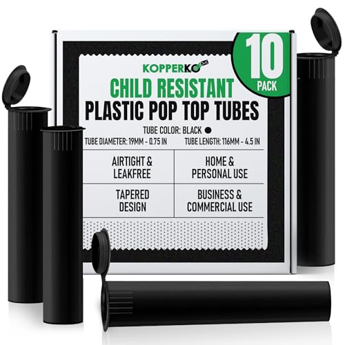 Kopperko Mini Pill Bottle, 116mm, 10 Pack, Black - color: Black, size: 10 Tubes