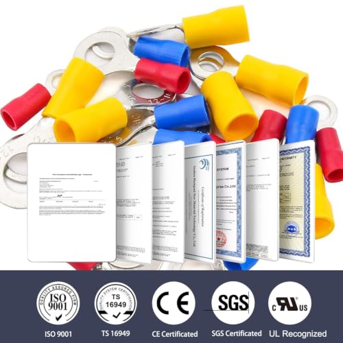 Chanzon 210pcs Insulated Ring Terminals Kit for 22-16GA, 16-14, 12-10AWG - size: Ring Assorted, style: 22-10AWG All Sizes